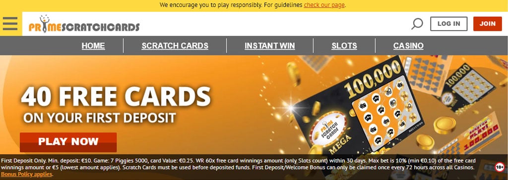 PrimeScratchCards - Ontvang 40 Gratis Krasloten